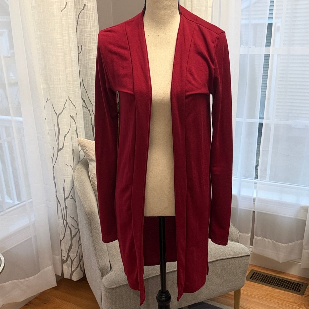 ALLOY Elegant Red Open-Front Cardigan